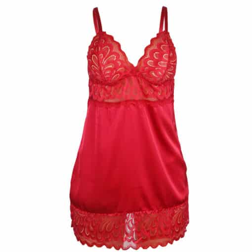 SUBBLIME - BABYDOLL SATINADO CON ENCAJE ROJO L/XL - Imagen 5