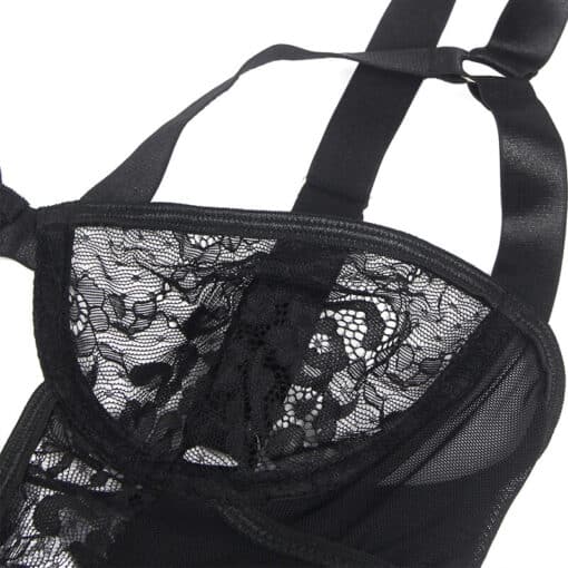 SUBBLIME - TEDDY CON LIGA DETALLE ENCAJES Y TIRAS NEGRO L/XL - Imagen 7