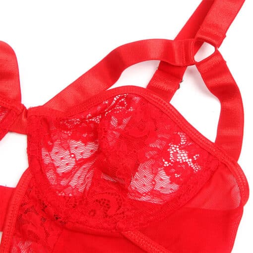 SUBBLIME - TEDDY CON LIGA DETALLE ENCAJE Y TIRAS ROJO L/XL - Imagen 4