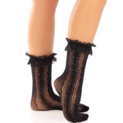 LEG AVENUE - MEDIAS TOBILLERAS CON VOLANTES NEGRO - piKanteo | Despierta tu lado más piKante