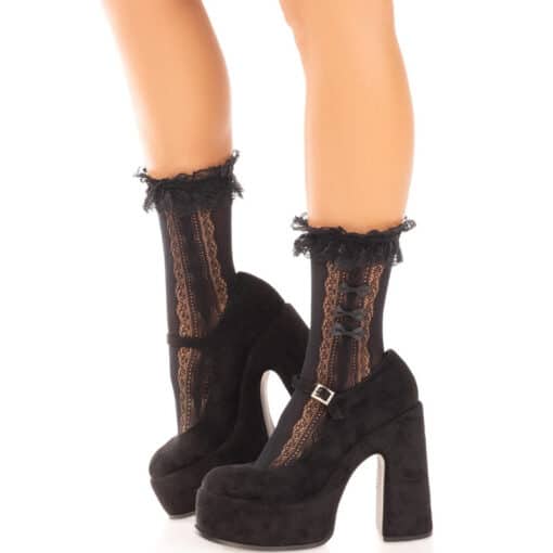 LEG AVENUE - MEDIAS TOBILLERAS CON VOLANTES NEGRO - Imagen 3