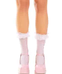 LEG AVENUE - MEDIAS TOBILLERAS CON VOLANTES BLANCO
