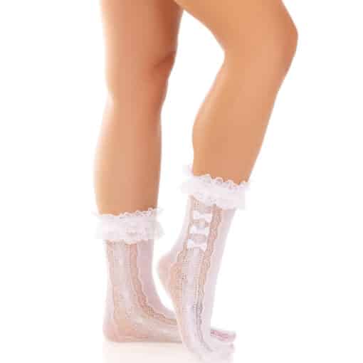 LEG AVENUE - MEDIAS TOBILLERAS CON VOLANTES BLANCO - Imagen 4