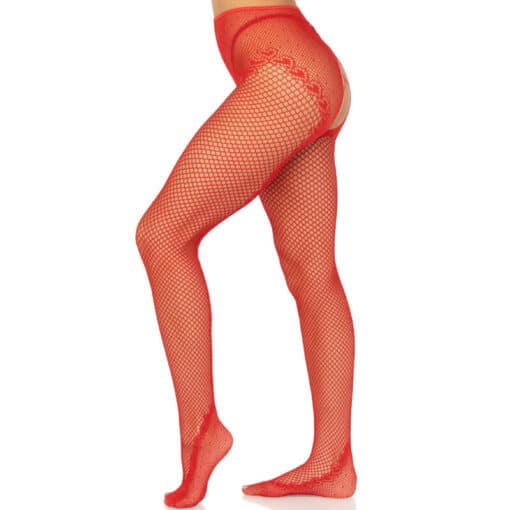 LEG AVENUE - MEDIAS REJILLA SIN ENTREPIERNA ROJO - Imagen 3