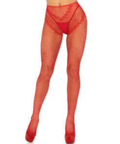 LEG AVENUE - MEDIAS REJILLA SIN ENTREPIERNA ROJO