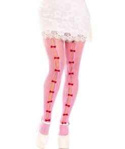 LEG AVENUE - MEDIAS CON ABERTURAS CORAZON & LAZOS ROSA