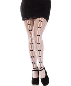 LEG AVENUE - MEDIAS CON ABERTURAS CORAZON & LAZOS BLANCO