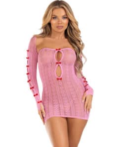 LEG AVENUE - VESTIDO CORAZON & LAZOS ROSA TALLA ÚNICA