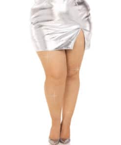 LEG AVENUE - MEDIAS REJILLA CRISTALIZADA CARAMELO PLUS SIZE