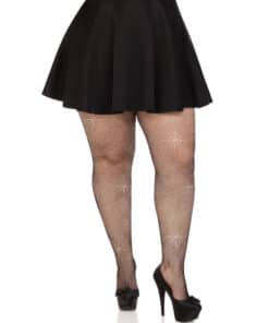 LEG AVENUE - MEDIAS REJILLA CRISTALIZADA NEGRO PLUS SIZE