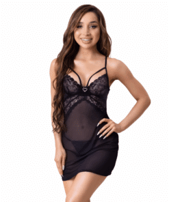 LIVCO CORSETTI FASHION - ZOE LC 20202 BABYDOLL + TANGA NEGRO S/M
