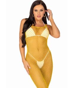 LEG AVENUE - VESTIDO DE REJILLA LARGO AMARILLO TALLA ÚNICA