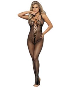 SUBBLIME - 951788 BODYSTOCKING LARGO DE REJILLA TIRANTES EN PECHO Y ESPALDA NEGRO TALLA ÚNICA