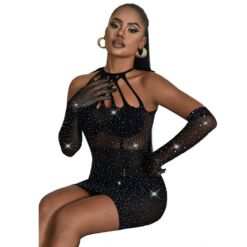 SUBBLIME - 952235 VESTIDO DE REJILLA CON BRILLANTES NEGRO TALLA ÚNICA - piKanteo | Despierta tu lado más piKante