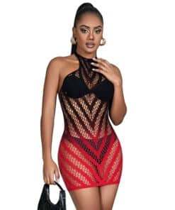 SUBBLIME - 952242 VESTIDO DE REJILLA ELÁSTICO DEGRADADO ROJO Y NEGRO TALLA ÚNICA