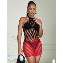 SUBBLIME - 952242 VESTIDO DE REJILLA ELÁSTICO DEGRADADO ROJO Y NEGRO TALLA ÚNICA - piKanteo | Despierta tu lado más piKante