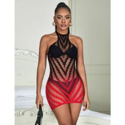 SUBBLIME - 952242 VESTIDO DE REJILLA ELÁSTICO DEGRADADO ROJO Y NEGRO TALLA ÚNICA - piKanteo | Despierta tu lado más piKante