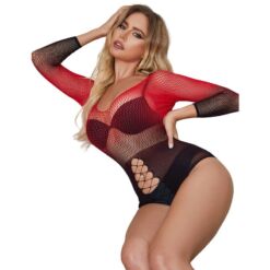 SUBBLIME - 952259 VESTIDO DE REJILLA ELÁSTICO MANGA LARGA DEGRADADO ROJO Y NEGRO TALLA ÚNICA - piKanteo | Despierta tu lado más piKante