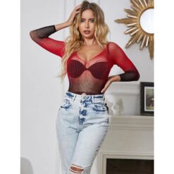 SUBBLIME - 952259 VESTIDO DE REJILLA ELÁSTICO MANGA LARGA DEGRADADO ROJO Y NEGRO TALLA ÚNICA - piKanteo | Despierta tu lado más piKante