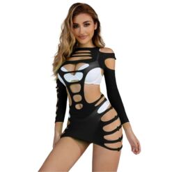 SUBBLIME - 952266 VESTIDO DE REJILLA ELÁSTICO MANGA LARGA NEGRO TALLA ÚNICA - piKanteo | Despierta tu lado más piKante