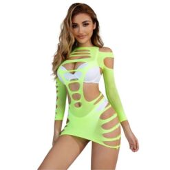 SUBBLIME - 952280 VESTIDO DE REJILLA ELÁSTICO MANGA LARGA VERDE TALLA ÚNICA - piKanteo | Despierta tu lado más piKante