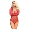 SUBBLIME - 952303 BODY DE REJILLA BRILLANTE CON HOMBROS DESCUBIERTOS MANGA LARGA ROJO TALLA ÚNICA