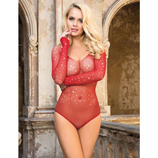 SUBBLIME - 952303 BODY DE REJILLA BRILLANTE CON HOMBROS DESCUBIERTOS MANGA LARGA ROJO TALLA ÚNICA - Imagen 5