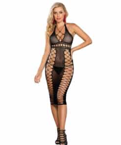 SUBBLIME - 952310 VESTIDO DE REJILLA LARGO NEGRO TALLA ÚNICA