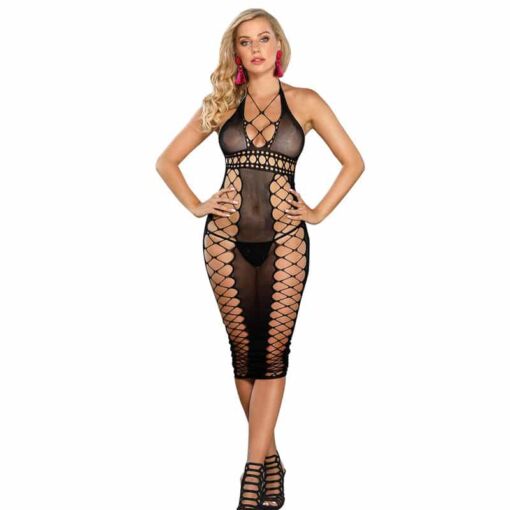 SUBBLIME - 952310 VESTIDO DE REJILLA LARGO NEGRO TALLA ÚNICA - Imagen 3
