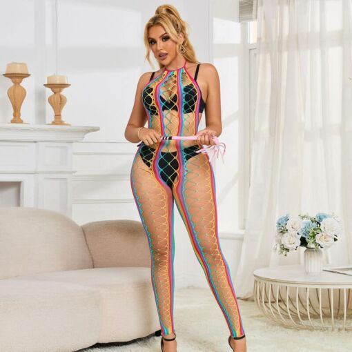 SUBBLIME - 952358 VESTIDO DE REJILLA CUELLO HALTER ARCOIRIS TALLA ÚNICA - Imagen 8