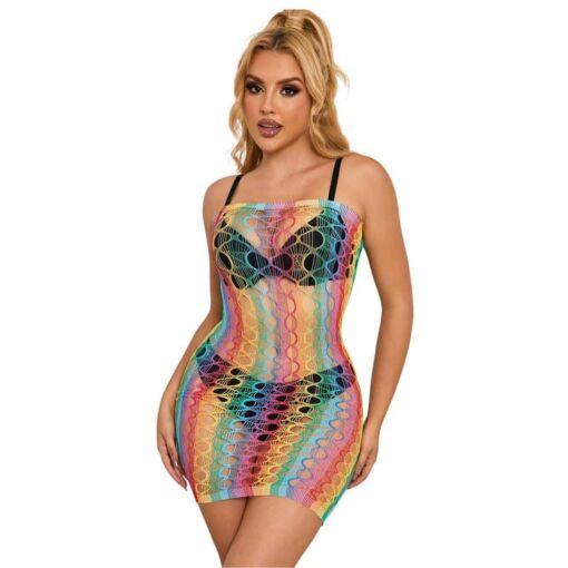SUBBLIME - 952365 VESTIDO DE REJILLA HOMBROS DESCUBIERTOS ARCOIRIS TALLA ÚNICA - Imagen 3