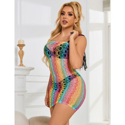 SUBBLIME - 952365 VESTIDO DE REJILLA HOMBROS DESCUBIERTOS ARCOIRIS TALLA ÚNICA - Imagen 9