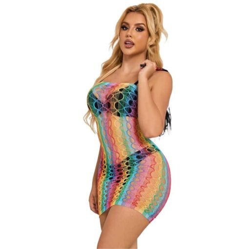 SUBBLIME - 952365 VESTIDO DE REJILLA HOMBROS DESCUBIERTOS ARCOIRIS TALLA ÚNICA - Imagen 4