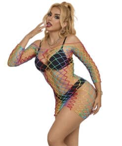 SUBBLIME - 952426 VESTIDO DE REJILLA MANGA LARGA ARCOIRIS TALLA ÚNICA