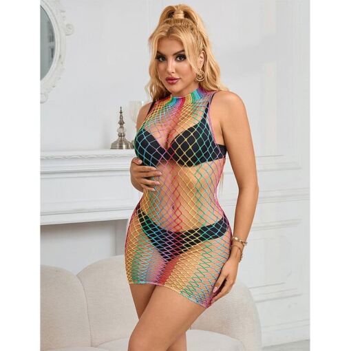 SUBBLIME - 952433 VESTIDO DE REJILLA SIN MANGAS CON CUELLO ALTO ARCOIRIS TALLA ÚNICA - Imagen 7
