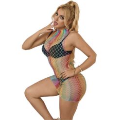 SUBBLIME - 952433 VESTIDO DE REJILLA SIN MANGAS CON CUELLO ALTO ARCOIRIS TALLA ÚNICA - piKanteo | Despierta tu lado más piKante