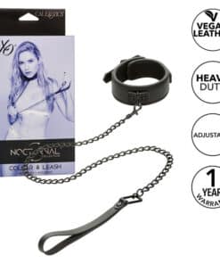 CALEXOTICS - NOCTURNAL COLLAR Y CORREA CUERO AJUSTABLE NEGRO