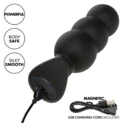 CALEXOTICS - ROCK BOTTOM PLUG ANAL CON CUENTAS 10 VIBRACIONES SILICONA NEGRO - piKanteo | Despierta tu lado más piKante