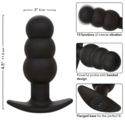 CALEXOTICS - ROCK BOTTOM PLUG ANAL CON CUENTAS 10 VIBRACIONES SILICONA NEGRO - piKanteo | Despierta tu lado más piKante