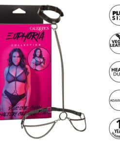 CALEXOTICS - EUPHORIA COLLAR HALTER Y CORREA CON CADENA TALLA PLUS