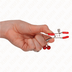 KINK - PINZAS PARA PEZONES ROJAS CON DOBLE CAMPANILLA ROJO 6 CM - piKanteo | Despierta tu lado más piKante