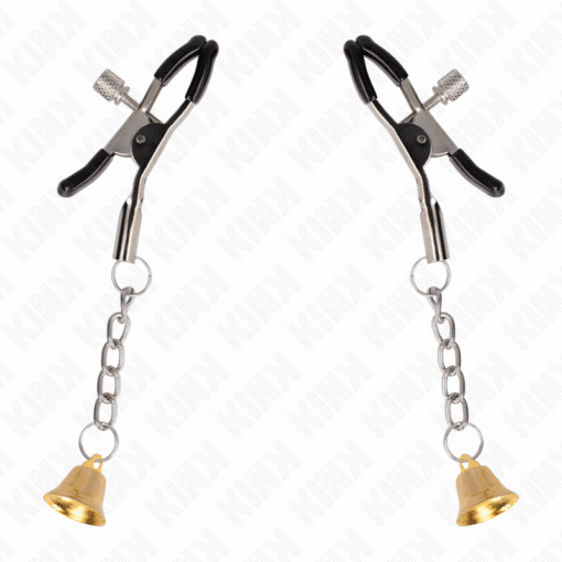 KINK - PINZAS PARA PEZONES CON COLGANTE DE CAMPANA DORADO 6 CM - Imagen 2