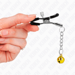 KINK - PINZAS PARA PEZONES CON COLGANTE DE CASCABEL DORADO 6 CM - piKanteo | Despierta tu lado más piKante