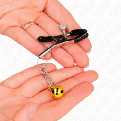 KINK - PINZAS PARA PEZONES CON COLGANTE DE CASCABEL DORADO 6 CM - piKanteo | Despierta tu lado más piKante
