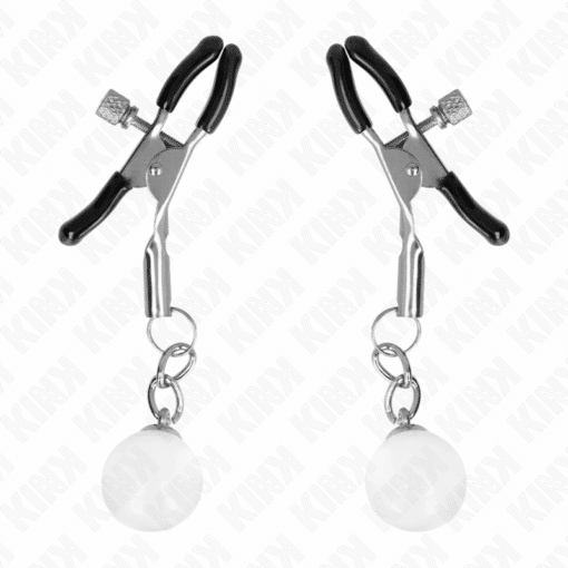 KINK - PINZAS PARA PEZONES PLATEADAS CON COLGANTE DE VIDRIO 6 CM - Imagen 2