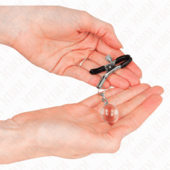 KINK - PINZAS PARA PEZONES PLATEADAS CON COLGANTE DE VIDRIO 6 CM - piKanteo | Despierta tu lado más piKante