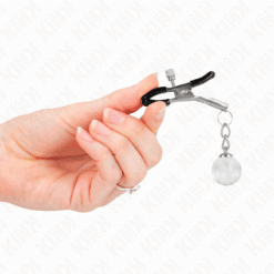 KINK - PINZAS PARA PEZONES PLATEADAS CON COLGANTE DE VIDRIO 6 CM - piKanteo | Despierta tu lado más piKante