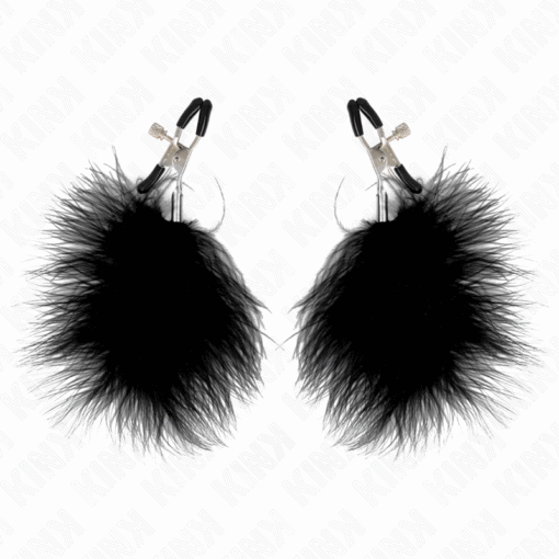 KINK - PINZAS PARA PEZONES CON PLUMA NEGRO 7 CM - Imagen 2