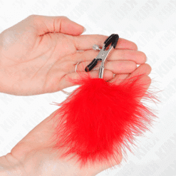 KINK - PINZAS PARA PEZONES CON PLUMA ROJO 7 CM - piKanteo | Despierta tu lado más piKante