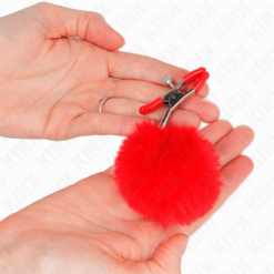 KINK - PINZAS PARA PEZONES CON POMPÓN ROJO 6 CM - piKanteo | Despierta tu lado más piKante